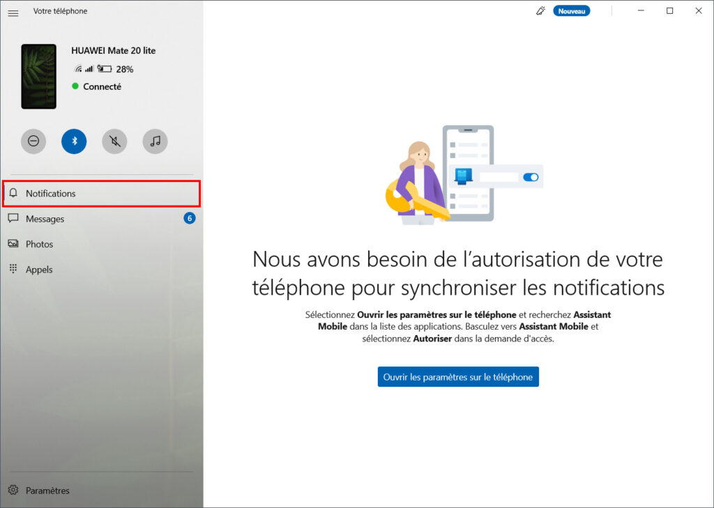 Votre téléphone Notifications - entrer notifications