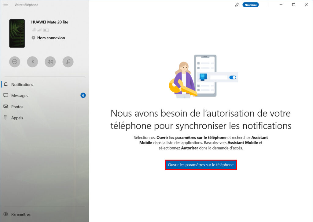 Votre téléphone Notifications - paramètres téléphone