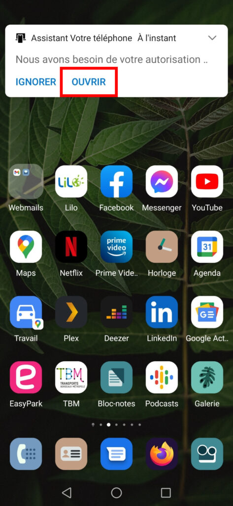 Votre téléphone Notifications - Ouvrir