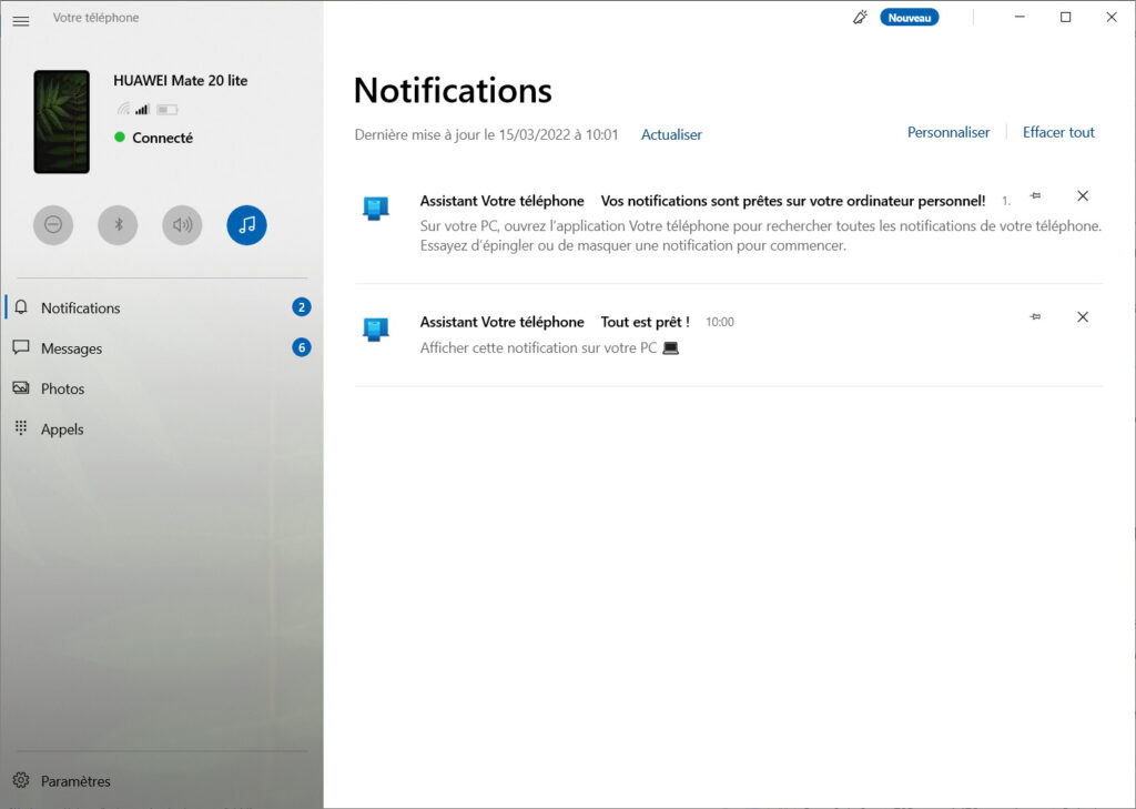 Votre téléphone Notifications - notifications visibles