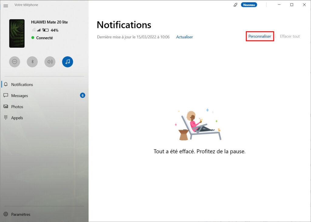 Votre téléphone Notifications - personnaliser