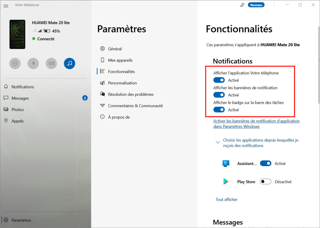 Votre téléphone Notifications - personnaliser les notifications