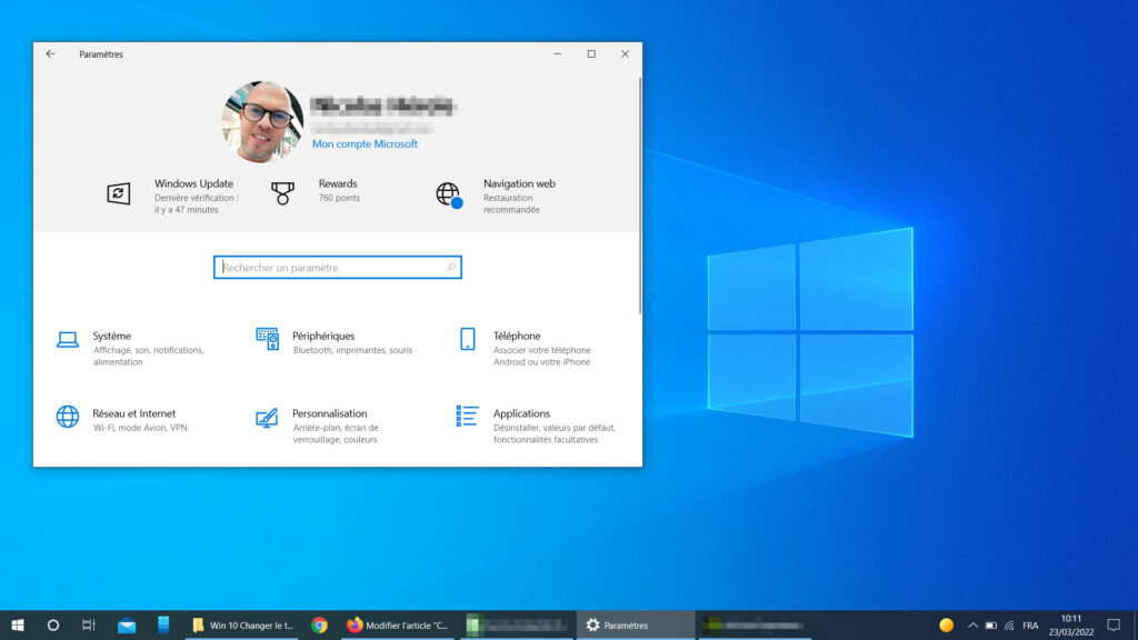 Windows 10 thème par défaut