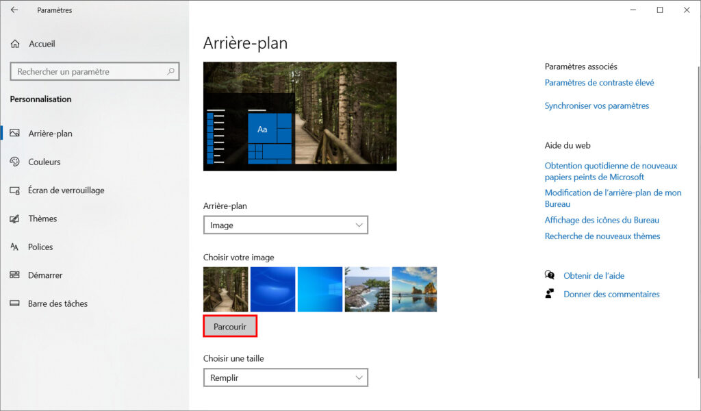 Windows 10 Thème - parcourir images