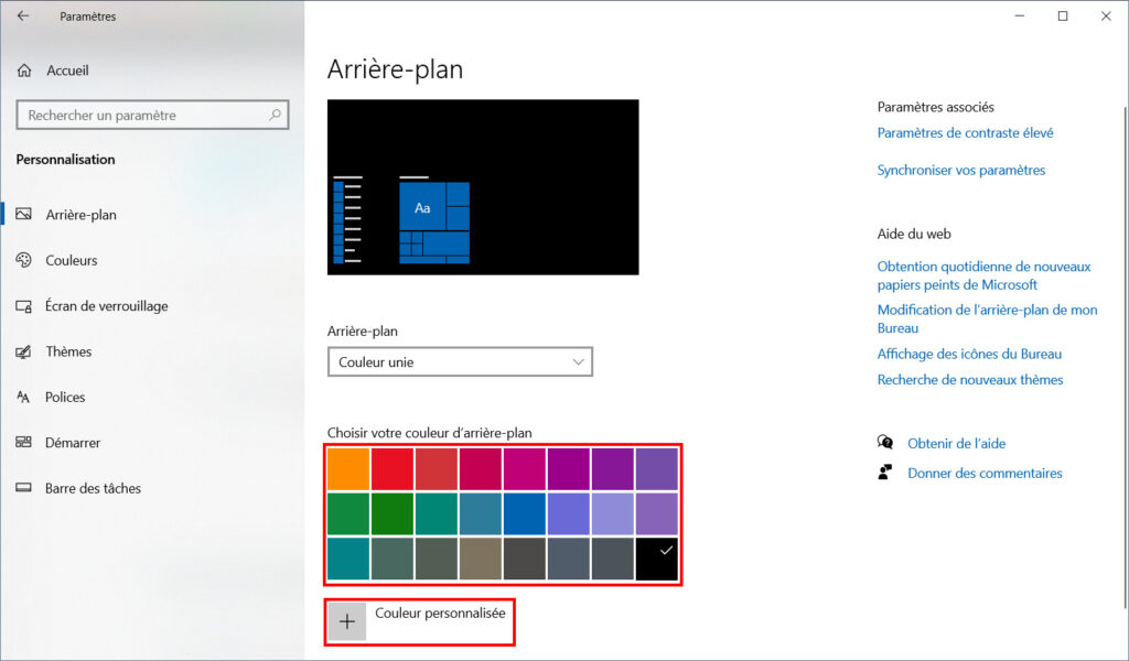 Windows 10 Thème - couleur personnalisée
