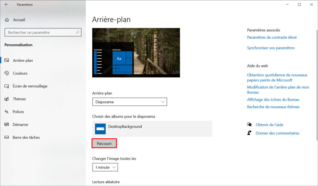 Windows 10 Thème - parcourir