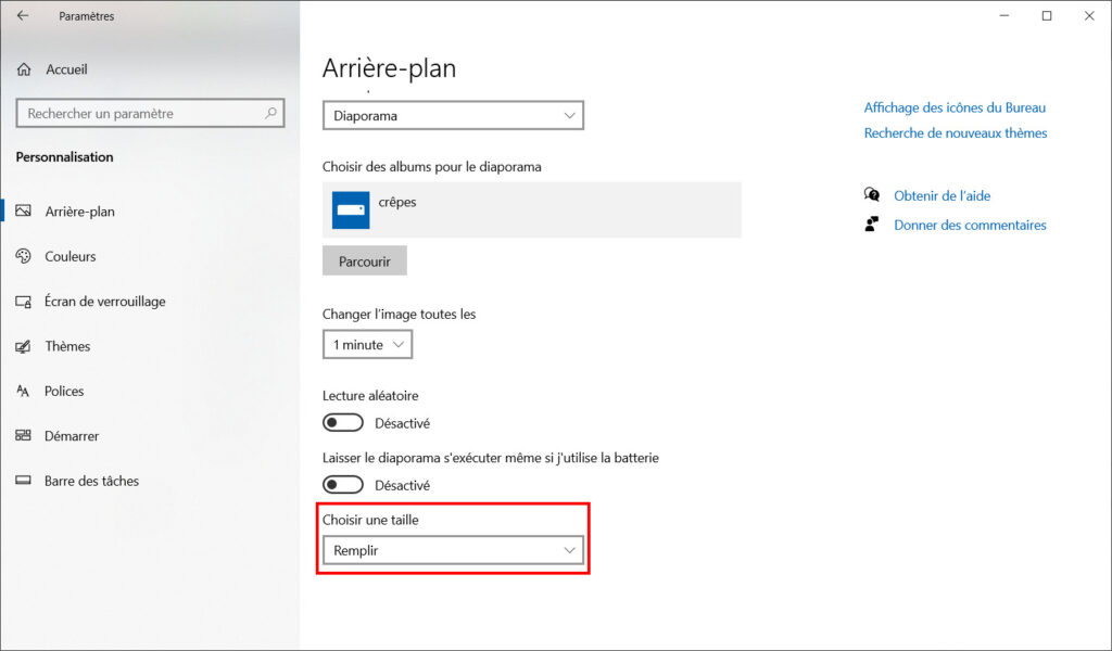 Windows 10 Thème - taille image