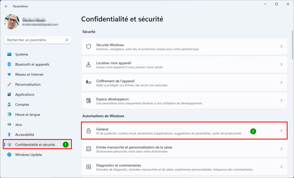 Win 11 confidentialité - général
