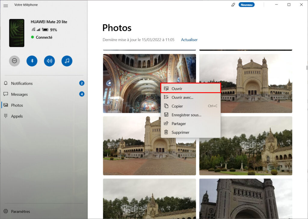 Mobile connecté Photos - Ouvrir