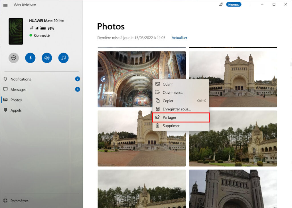 Mobile connecté Photos - partager