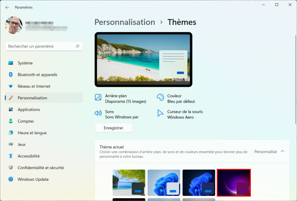 Windows 11 installer thème - Choisir autre thème