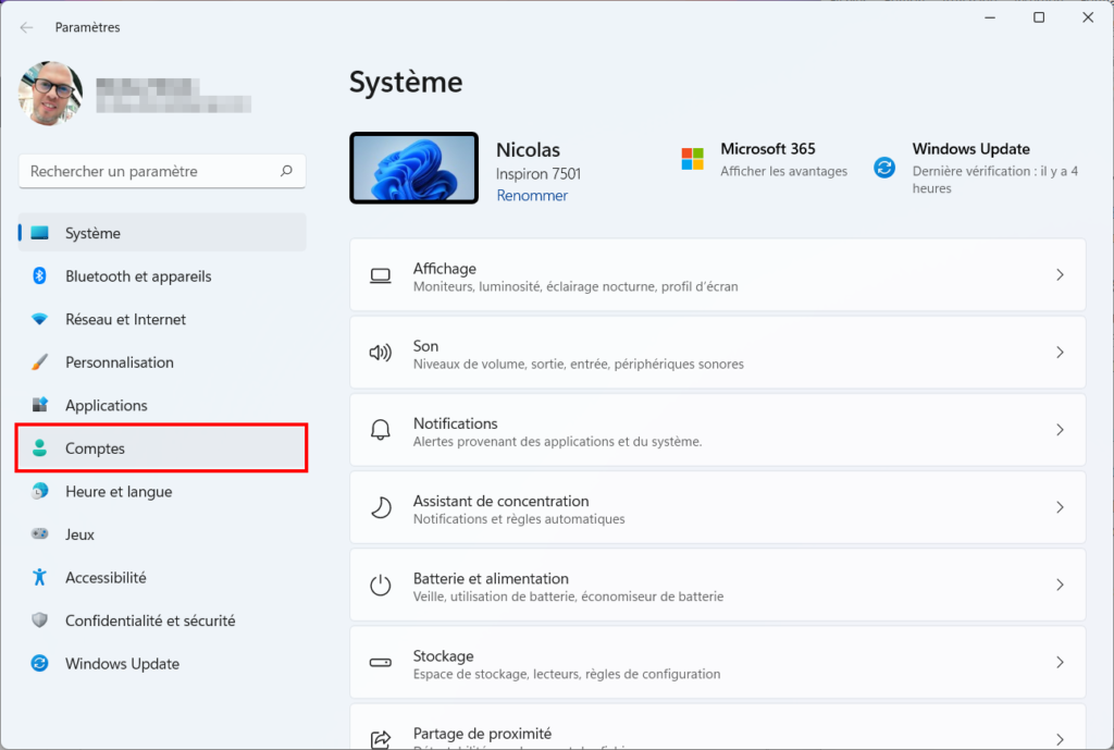 Windows 11 Windows Hello - Paramètres Comptes