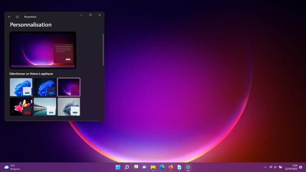 Windows 11 Changer thème - Eclat