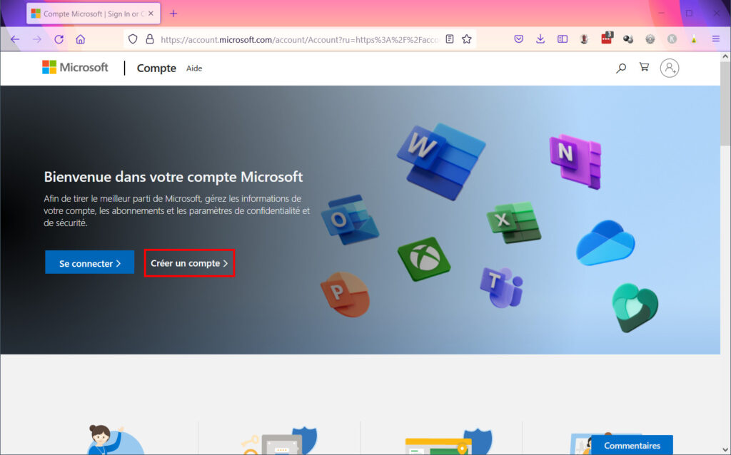 Créer compte Microsoft - Site Microsoft créer un compte