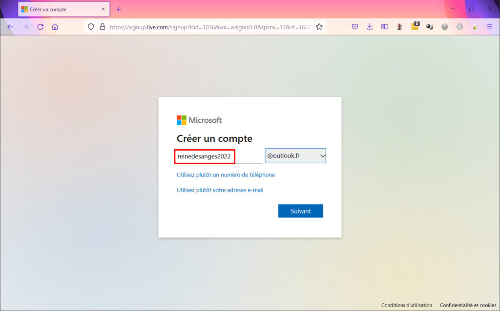 Créer compte Microsoft - Créer nouvelle adresse email