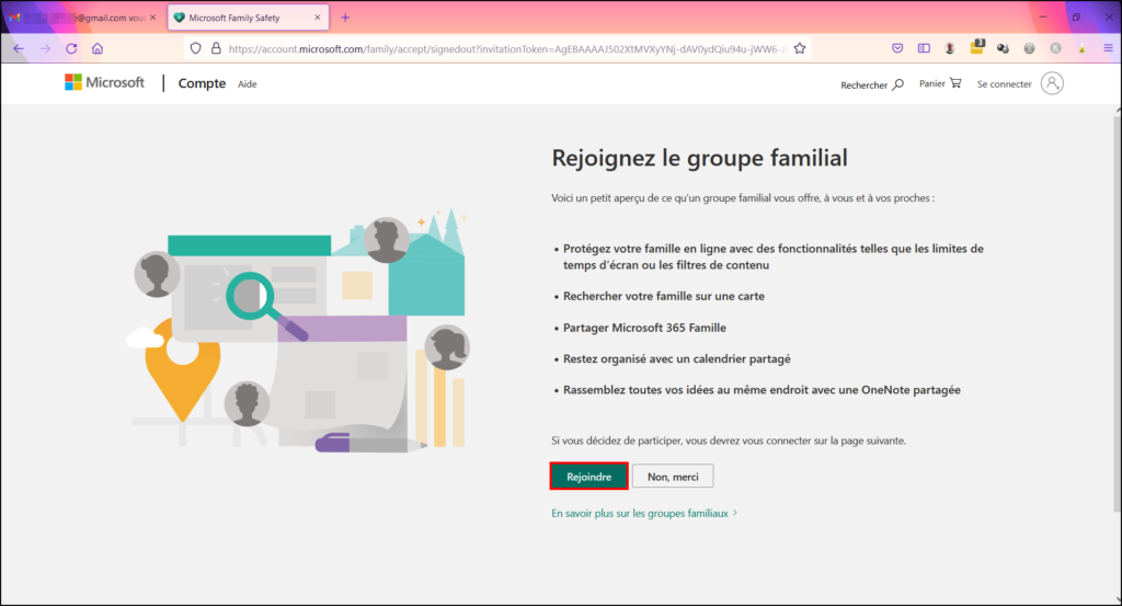 Windows 10 Contrôle parental - Rejoindre le groupe familial