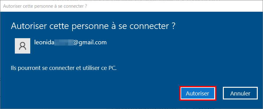 Windows 10 Contrôle parental - Autoriser connexion enfant confirmation