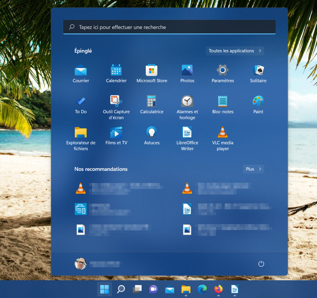 Menu Démarrer Windows 11