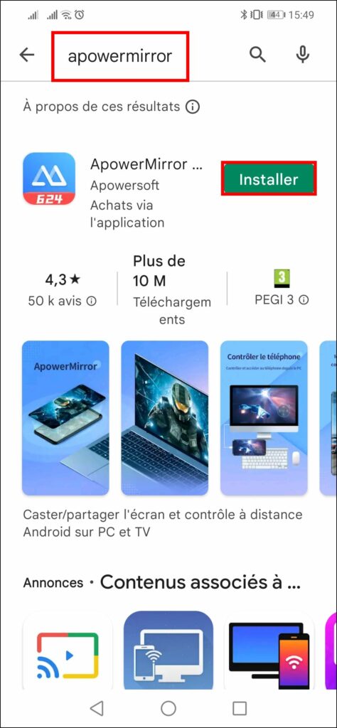 Afficher smartphone sur PC - Chercher et installer ApowerMirror sur smartphone