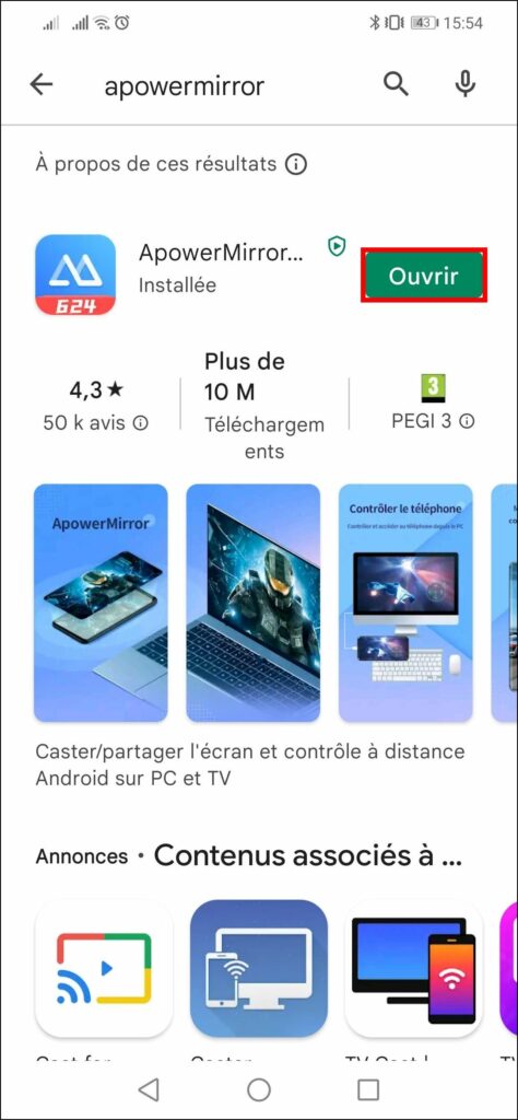 Afficher smartphone sur PC - Ouvrir ApowerMirror sur téléphone