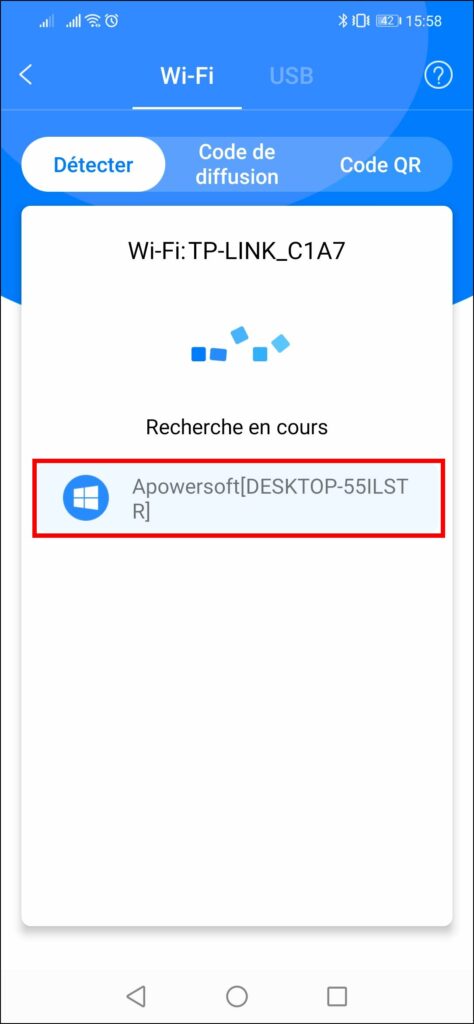 Afficher smartphone sur PC - Sélectionner votre ordinateur pour la connexion