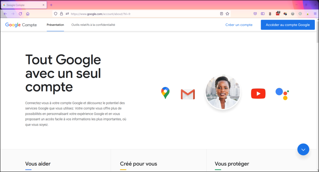 Supprimer compte Google - Ouvrir page d'administration de compte google