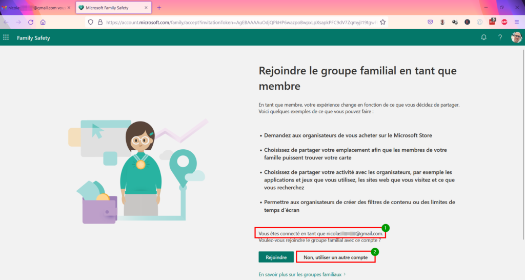 Contrôle Parental Windows 11 - Cliquer sur utiliser un autre compte