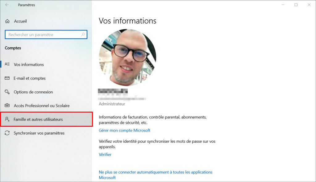 Contrôle parental Family Safety - Famille et autres utilisateurs