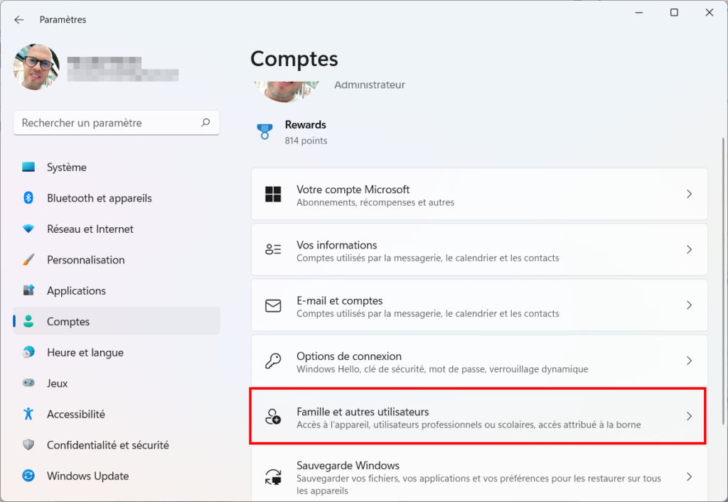 Windows 11 Contrôle parental - Famille et autres utilisateurs