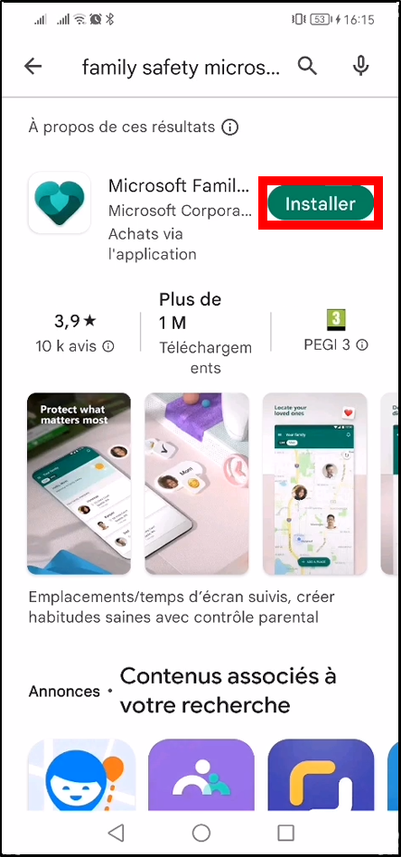 Configurer Family Safety Android - installer l'application