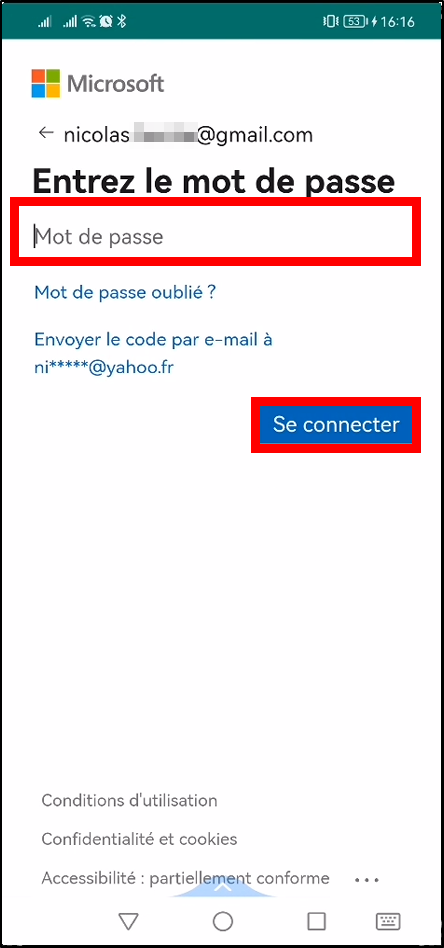 Configurer Family Safety Android - Connexion mot de passe
