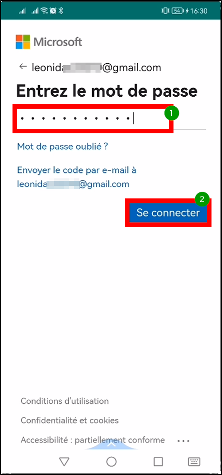 Configurer Family Safety Android - connexion mot de passe