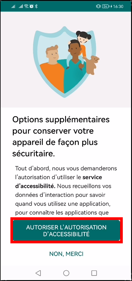Configurer Family Safety Android - autoriser accessibilité