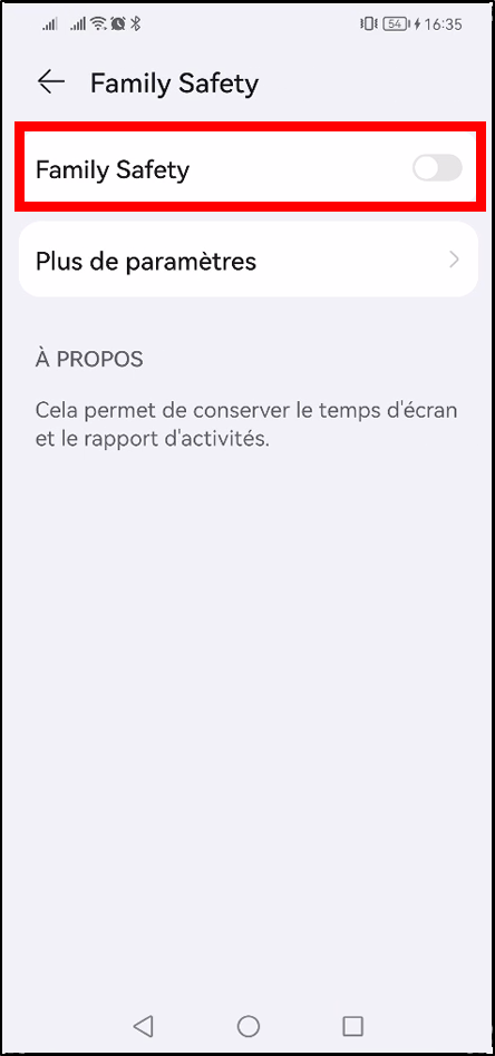 Configurer Family Safety Android - activer Family Safety