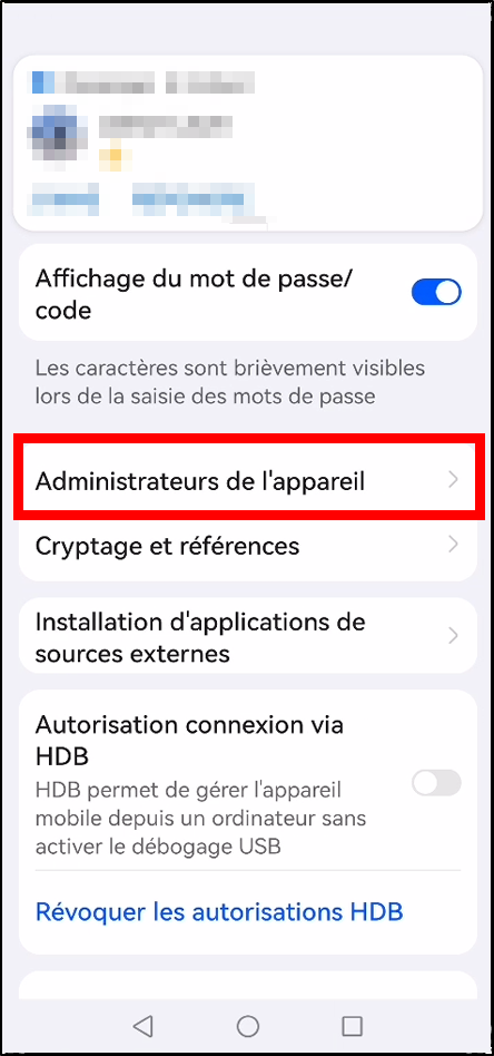 Configurer Family Safety Android - entrer dans administrateur de l'appareil