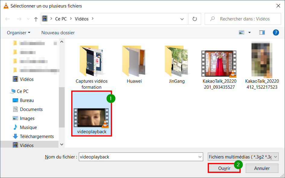 Extraire son vidéo VLC - Choisir la vidéo et Ouvrir