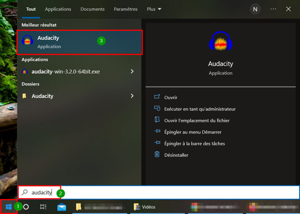 Extraire son vidéo Audacity - Ouvrir application Audacity