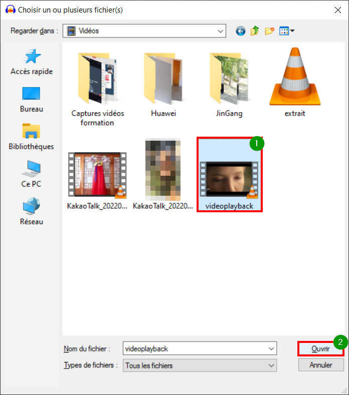 Extraire son vidéo Audacity - Chercher la vidéo et faire Ouvrir