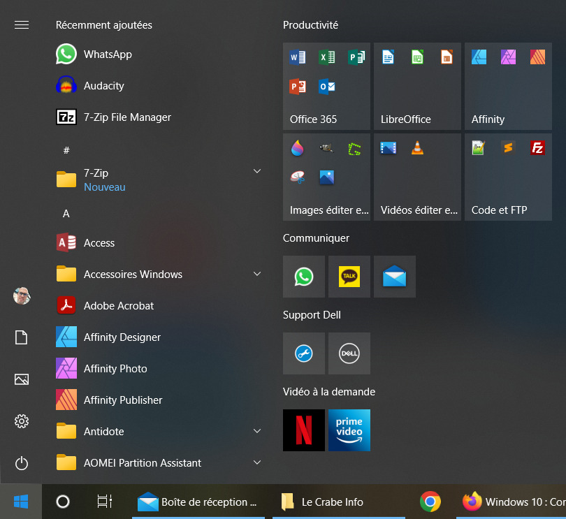Organiser Démarrer - Menu Démarrer organisé et personnalisé