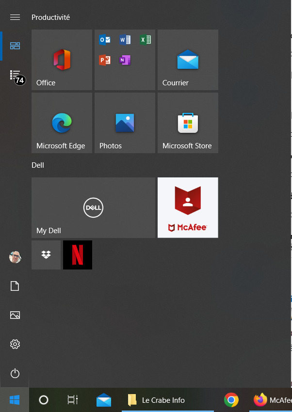 Organiser Démarrer - Retirer la liste des applications dans le menu