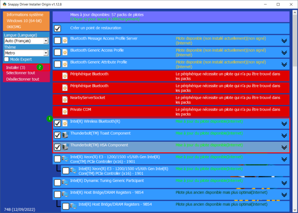 Snappy Driver Installer Origin - Sélectionner et installer les pilotes