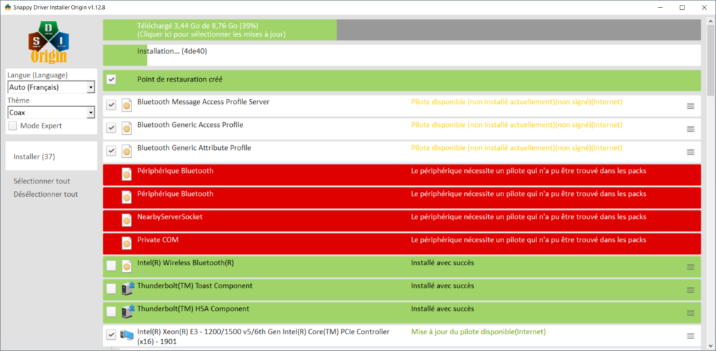Snappy Driver Installer Origin - Thème Coax