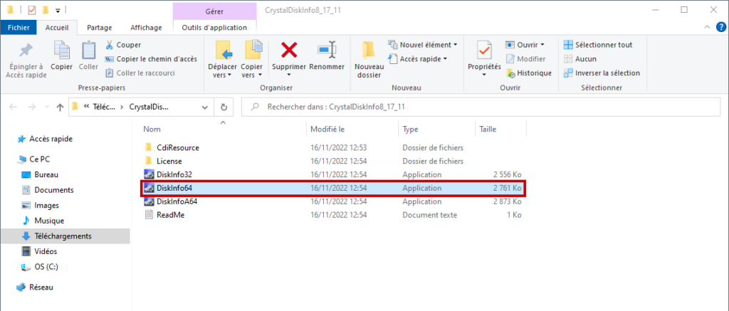 Mise à jour Firmware SSD - Décompresser et lancer CrystalDiskInfo