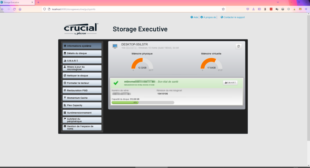 Mise à jour Firmware SSD - Outil Crucial