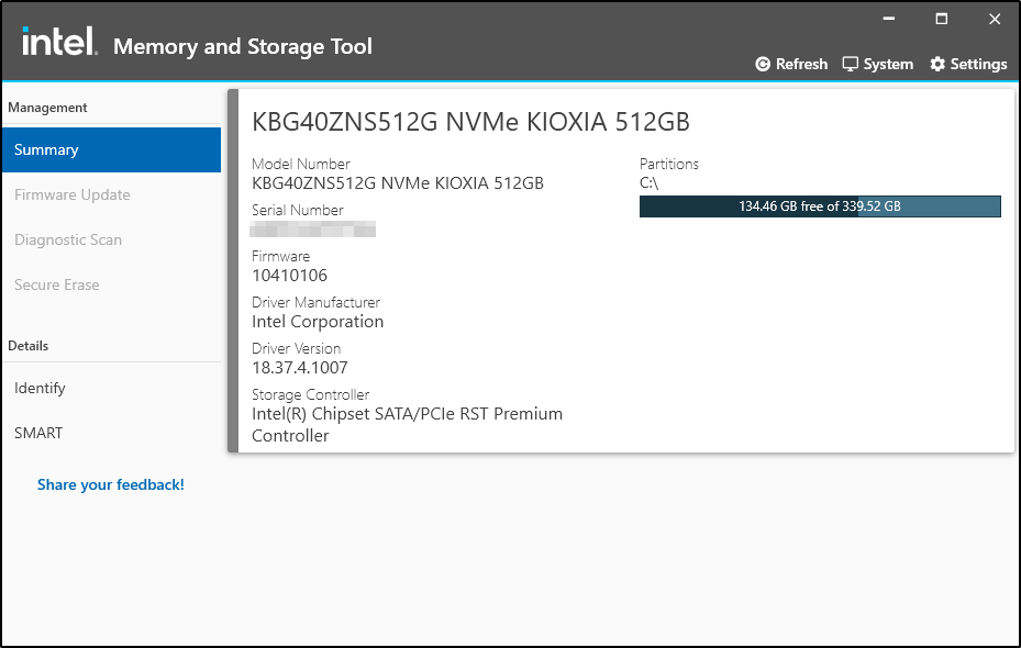 Mise à jour Firmware SSD - Outil Intel