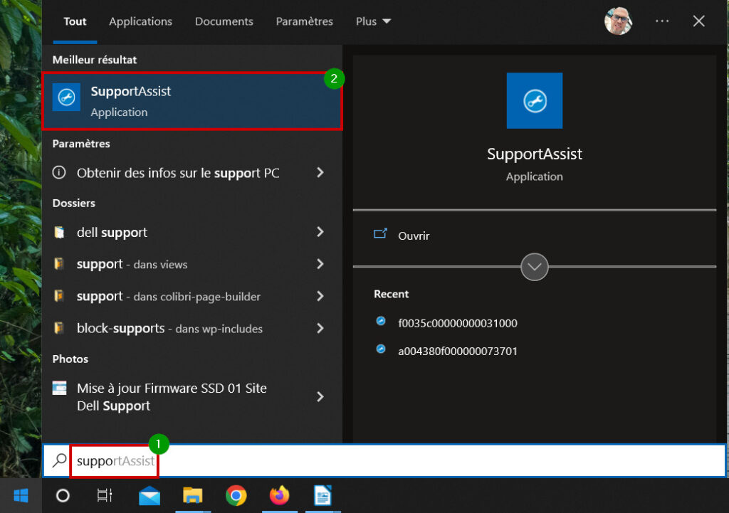Mise à jour Firmware SSD - Ouvrir SupportAssist de Dell