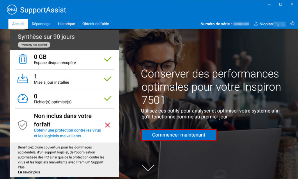 Mise à jour Firmware SSD - Cliquer sur Commencer maintenant