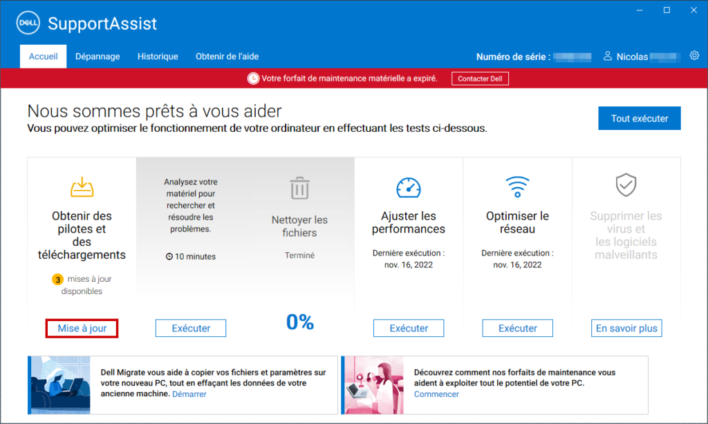 Mise à jour Firmware SSD - Cliquer sur Mise à jour
