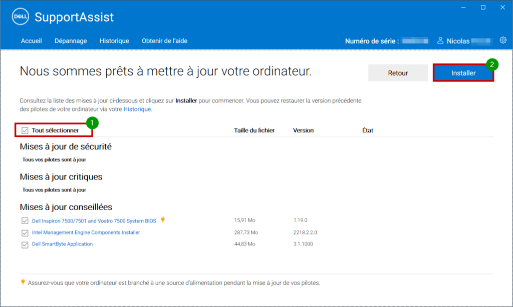 Mise à jour Firmware SSD - Installer mises à jour