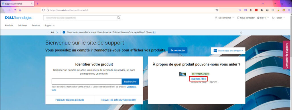 Mise à jour Firmware SSD - Ordinateur reconnu par le site de la marque du PC